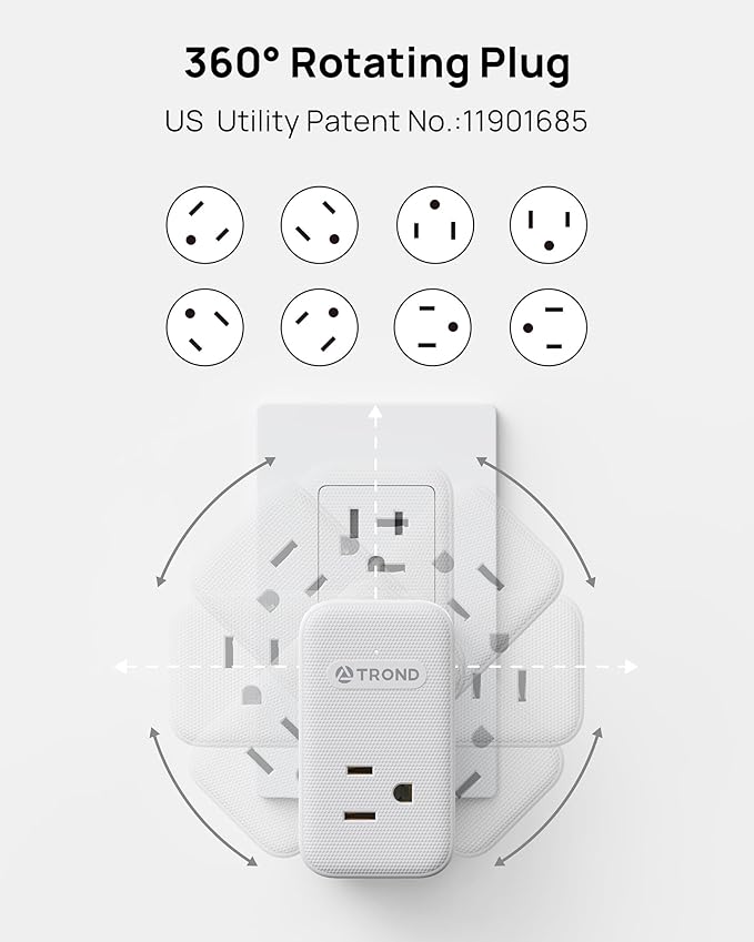 TROND Multi Plug Outlet Extender 2 Pack, 3 Way Outlet Splitter - Image 3