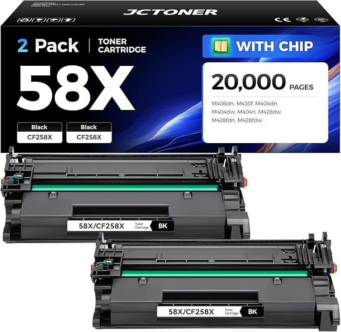 58X Black Toner Cartridge 2-Pack by JCTONER