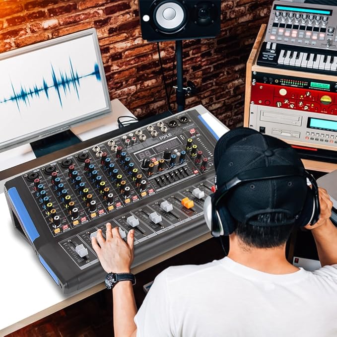 Pyle 8-Channel Bluetooth Studio Audio Mixer- DJ Sound Controller Interface w/ - Image 7