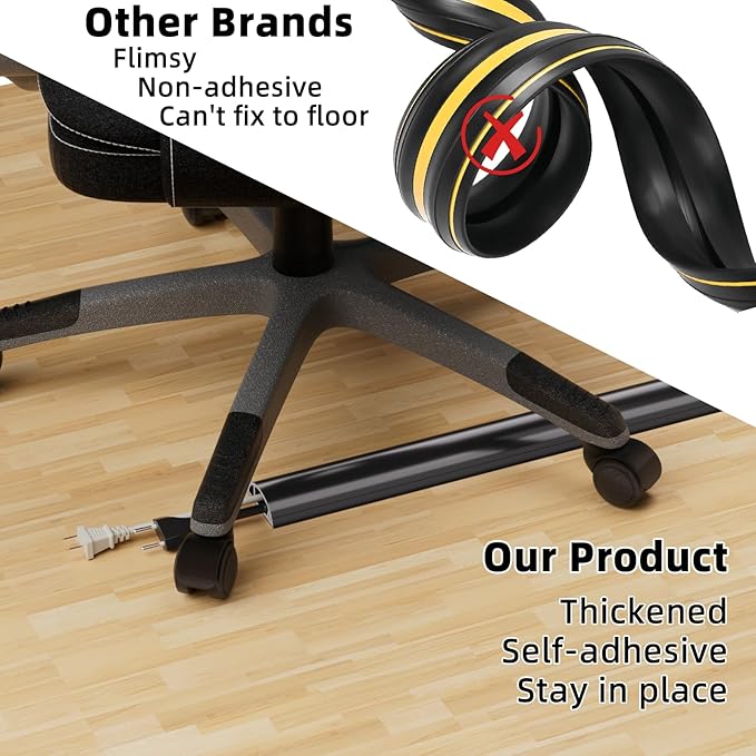 9.8ft Floor Cord Cover, Silicone Wire Hider, Hide Extension Cords, Protect Cords - Image 3