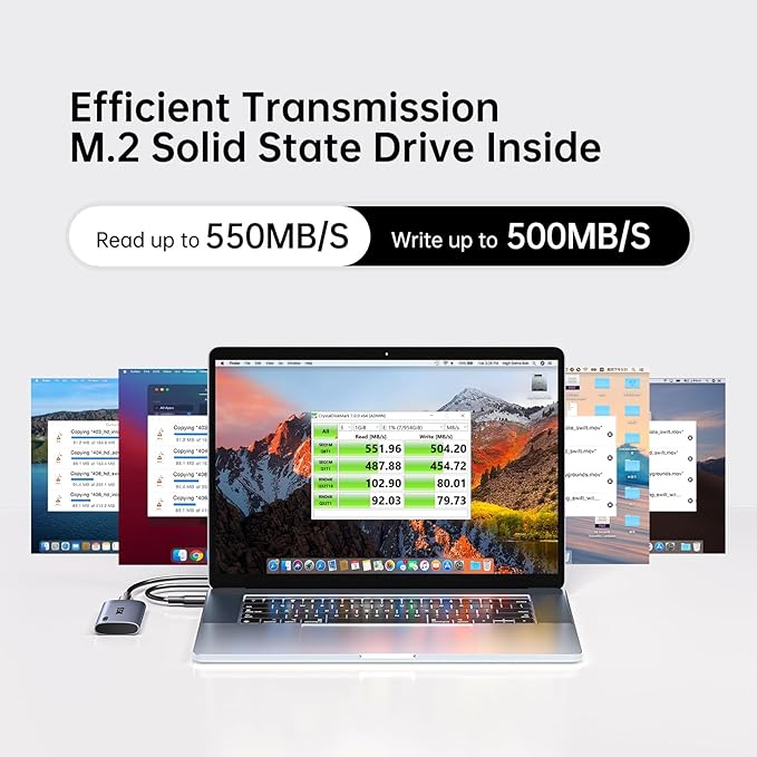 SSK 512GB SSD External Hard Drive, Portable SSD Up to 550MB/s Fast Solid State - Image 2