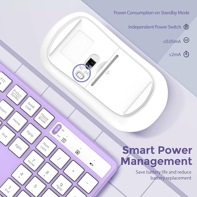 Wireless Keyboard and Mouse Combo, Lovaky 2.4G Full-Sized Ergonomic Keyboard - Image 3