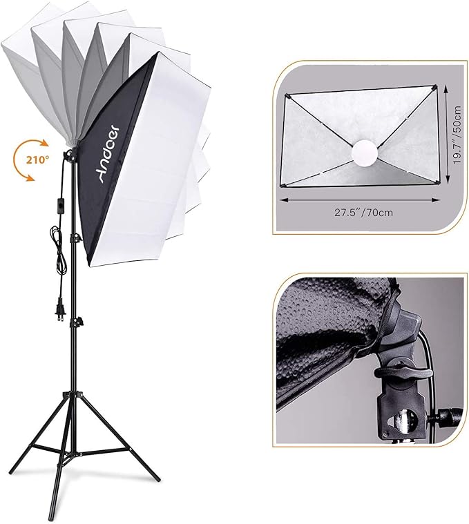 Andoer Softbox Photography Lighting Kit Studio Light, Bi-Color Dimmable 85W - Image 5
