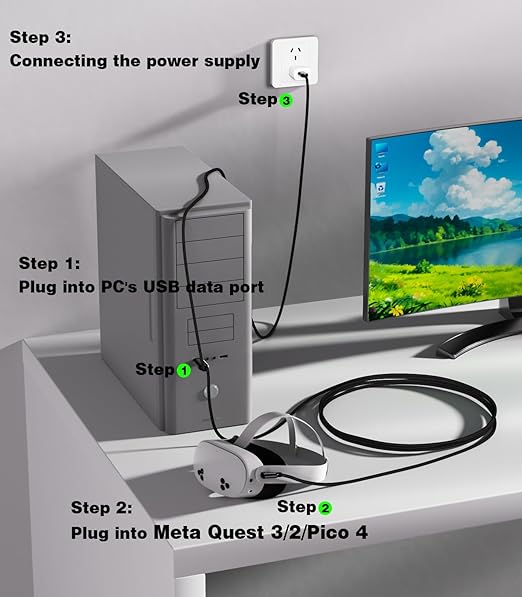 16FT VR Charging Link Cable | USB 3.0 High-Speed Data & Charge - Image 5