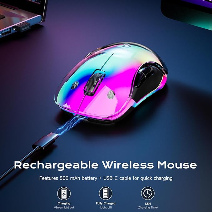 memzuoix 2.4G LED Wireless Mouse, Rechargeable Ergonomic Mouse - Image 4