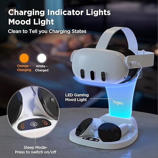 YOGES Charging Dock for Meta Quest 3S, Quest 3 Fast Charging Station - Image 7