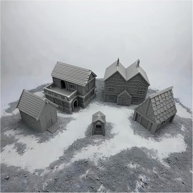 Paintable Tabletop Miniature Little Town Building Terrains Compatible - 18mm - Image 9