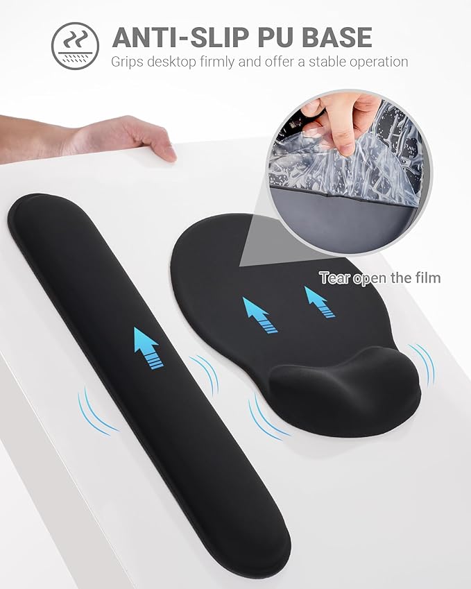 Ergonomic Mouse Pad Wrist Support Set, Memory Foam Keyboard Wrist Rest Set - Image 4