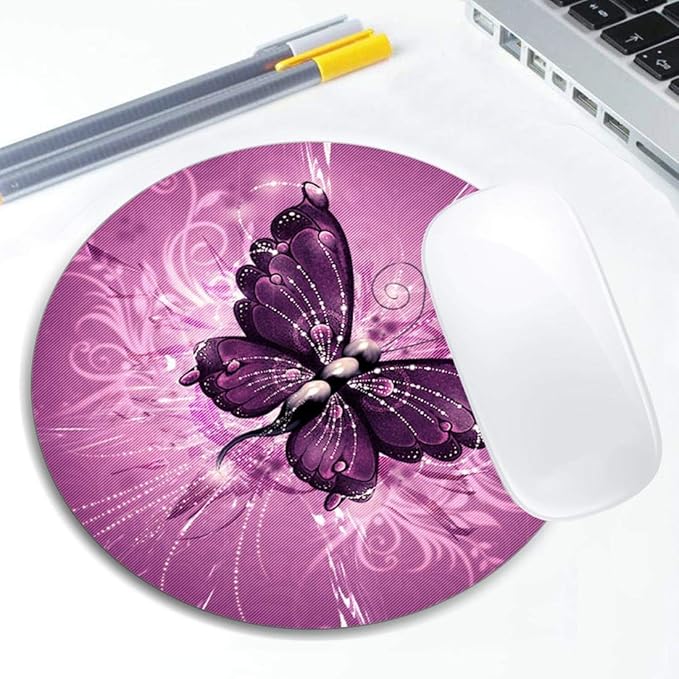 Butterfly Mouse Pad Round Non-Slip Rubber Mousepad Laptop Office Computer Decor - Image 5