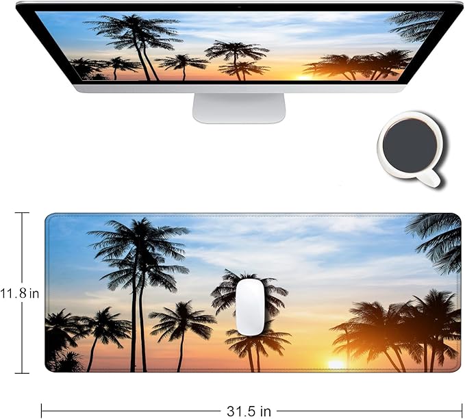 Large Gaming Mouse Pad with Stitched Edges, Extended Desk Mousepad with - Image 2
