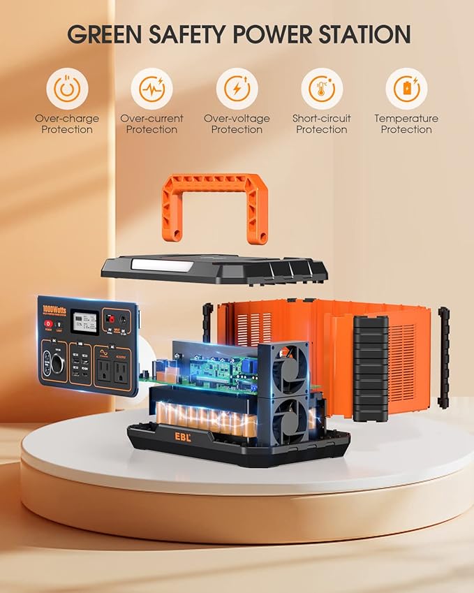 EBL Portable Power Station 1000W, Camping Solar Generator 270000mAh - Image 6