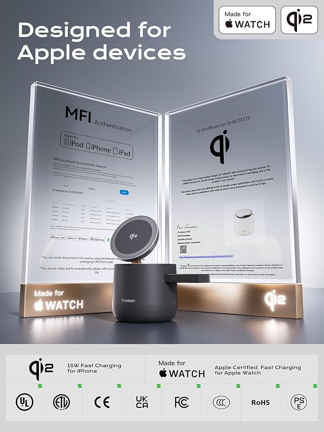 MFI Certified by Apple, 4 in 1 Magsafe Wireless Charging Station, Qi2 15W - Image 4