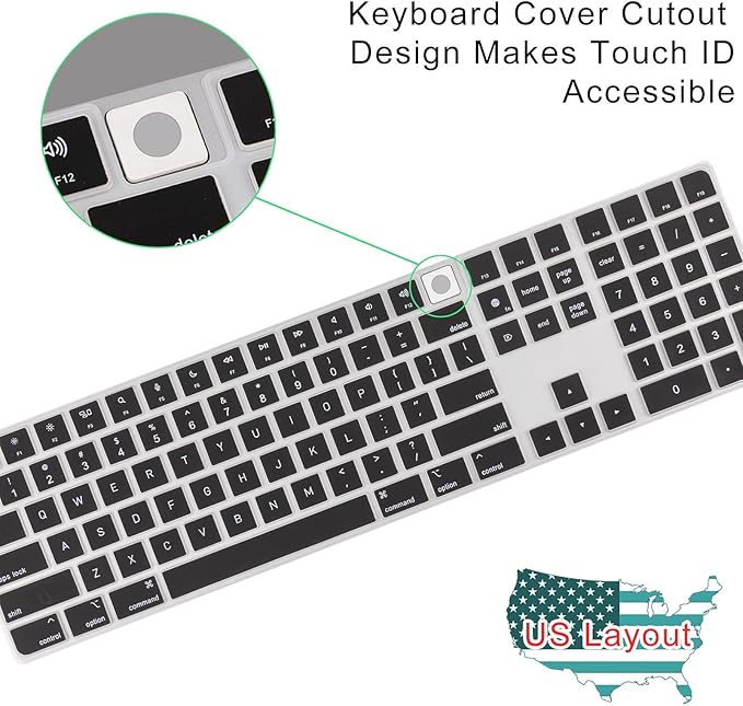 Allinside Black Keyboard Cover for Mac Magic Keyboard - Image 3