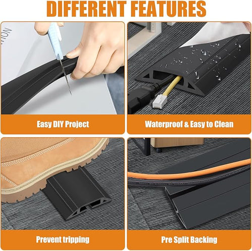 10 ft Cord Covers for Wires on Floor, Heavy Duty PVC Duct Floor Cord Cover - Image 2