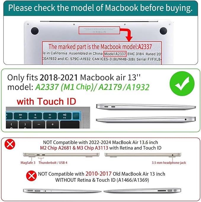 CISSOOK Compatible with MacBook Air 13 inch Case 2021 2020 2019 2018 Release M1 - Image 2