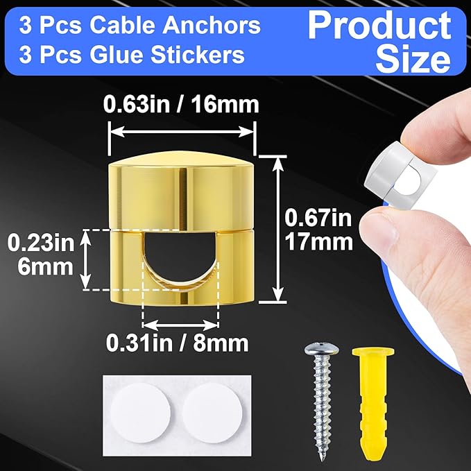 3 Sets Charger Holders for Cords, Adjustable Cable Anchor Holders, Adhesive - Image 2