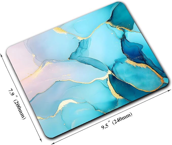 Golden Textured Teal Marble Custom Mouse Pad - Image 2
