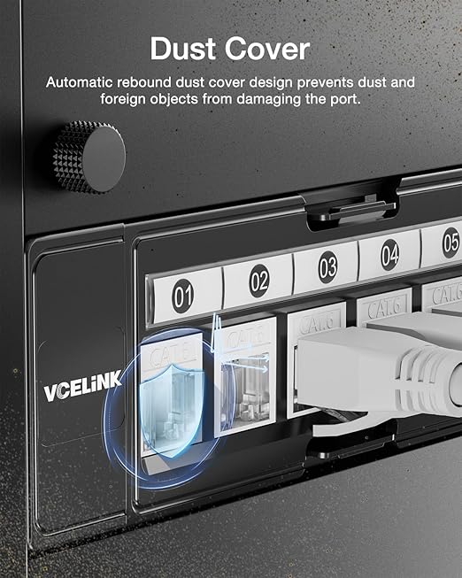 VCELINK RJ45 Cat6 Keystone Jacks, Dust-Proof Keystone Jacks, Slim Profile - Image 2