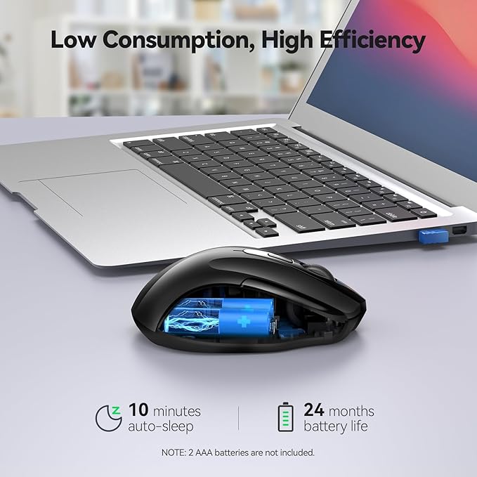 TECKNET Wireless Silent Mouse, Quiet Click, 2.4G Optical Cordless Mouse - Image 6