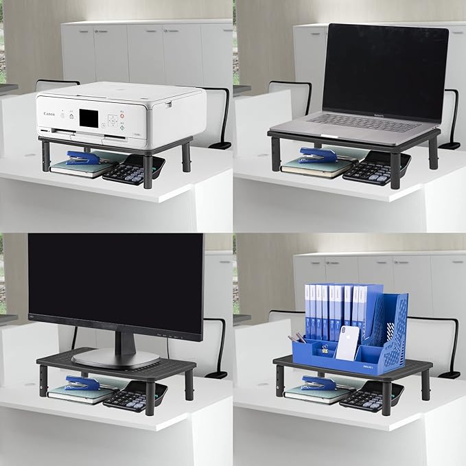 Bracwiser Monitor Stand Riser, Metal Computer Stand, 3 Height Adjustable Screen - Image 8
