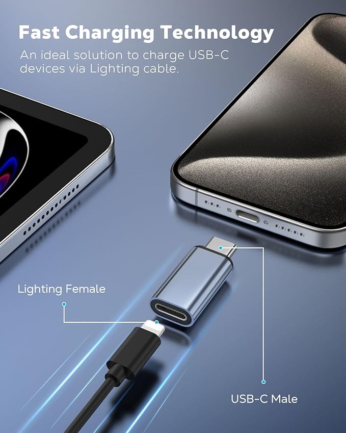 MoKo Lightning Female to USB C Male Adapter 2Pack, USB-C Lightning Adapter - Image 3