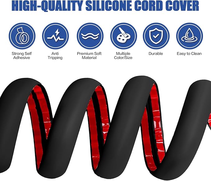Floor Cord Cover Cavity 0.8"x0.37" Self Adhesive Cord Hider, 3.3FT Low Profile - Image 3