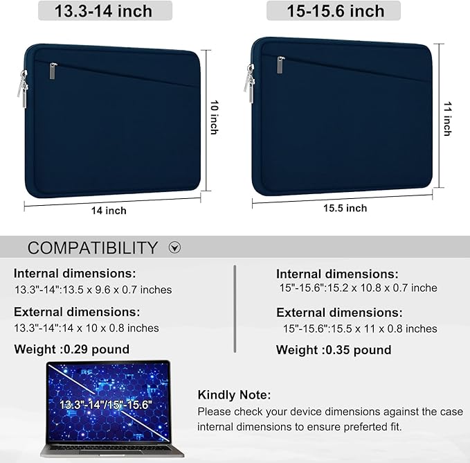 Laptop Sleeve Case, 15.6 inch, Durable Computer Carrying Bag Protective Case - Image 6