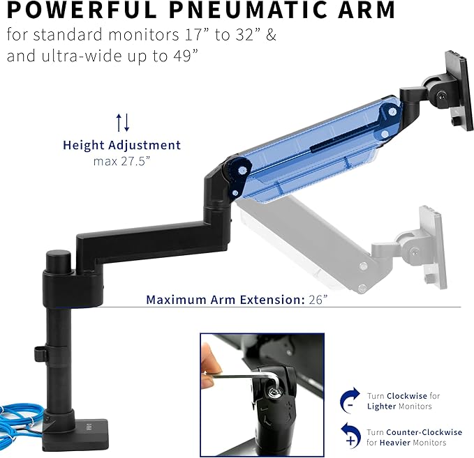 VIVO Premium Aluminum Tall Extended Monitor Arm - Image 4
