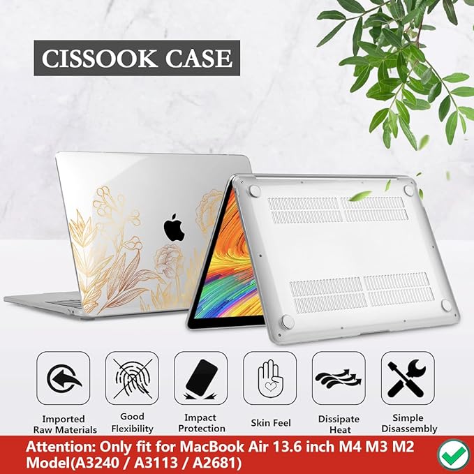 CISSOOK for MacBook Air 13.6 inch Case A3240 A2681 A3113 Release 2022 2023 2024 - Image 6