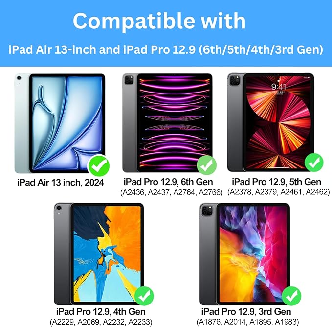 Keyboard Case for iPad Air 13 2024 and iPad Pro 12.9 inch 2022-6th / 2021-5th / - Image 3