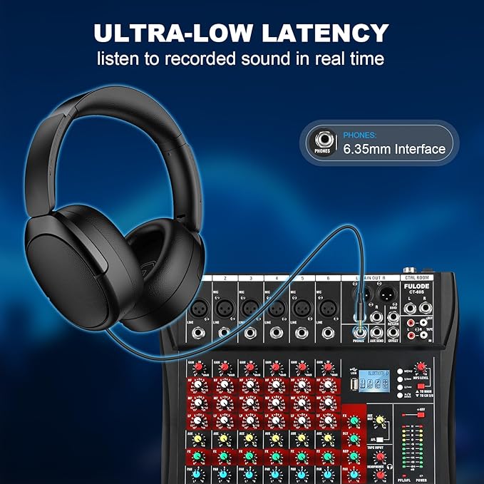 6 Channel Audio Mixer, Professional Music Mixer Board DJ Mixing Console - Image 6