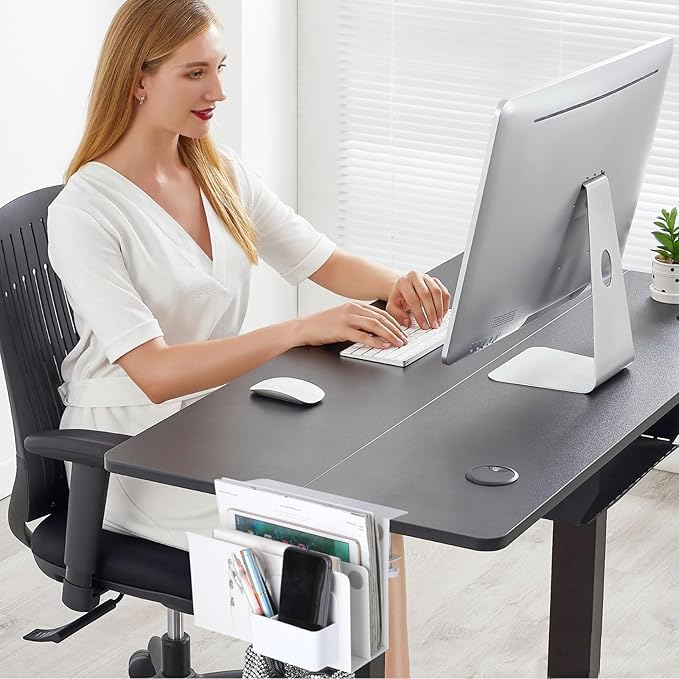 LUKETURE Laptop Holder, Steel Desk Side Storage, No Drill Standing Desk - Image 7