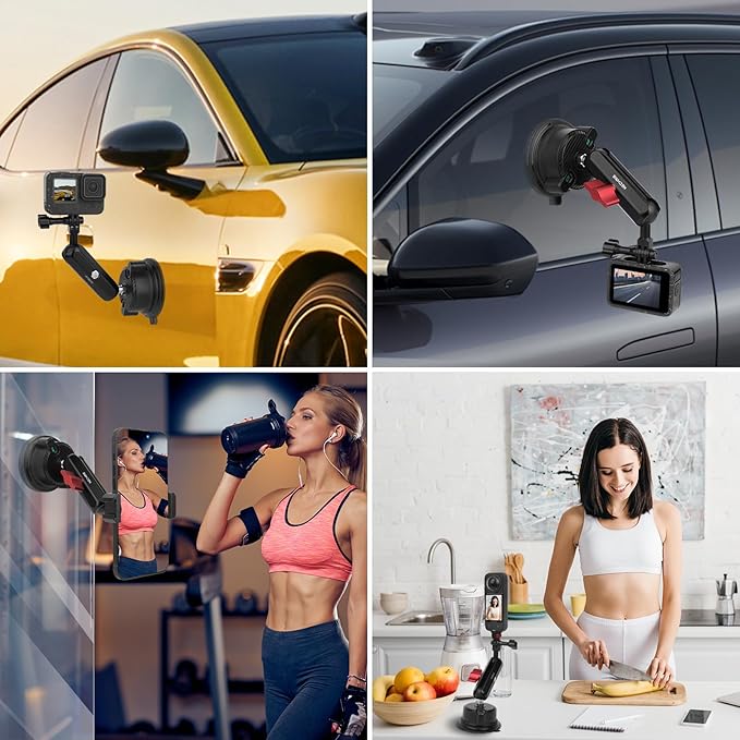 Camera Suction Cup Mount Kits-360°Ball Head Magic Arm, Double-Layer Suction Cup - Image 3
