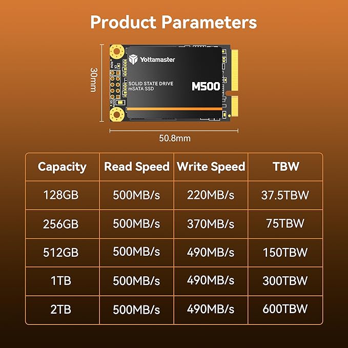 Yottamaster M500 1TB mSATA SSD SATA III 6Gb/s, mSATA Internal Solid State Drive - Image 8