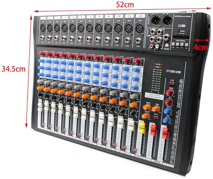 12 Channel Audio Mixer, DJ Soundboard Sound Mixer Console - Image 4