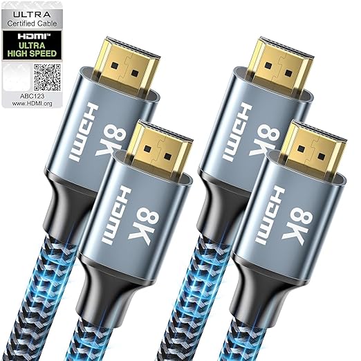 8K HDMI Cable 6 ft 2Pack, 48Gbps High Speed HDMI 2.1 Cable, Braided HDMI Cable by CABNEER