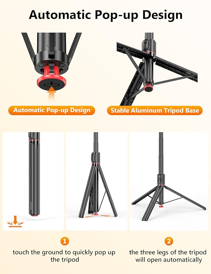 68" Automatic Tripod, Auto-Open Phone Tripod Stand - Image 2