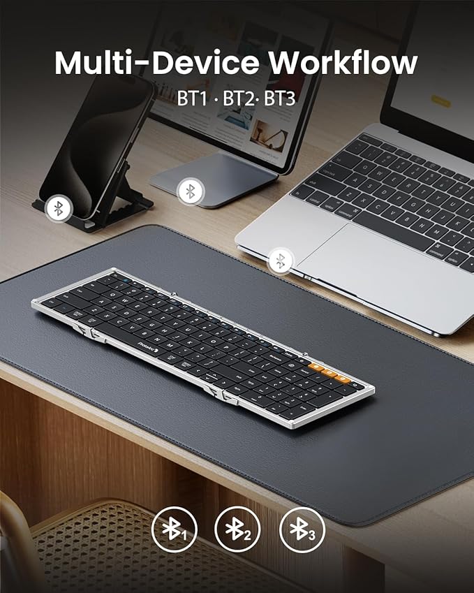 ProtoArc Foldable Bluetooth Keyboard, XK01 Folding Wireless Portable Keyboard - Image 3
