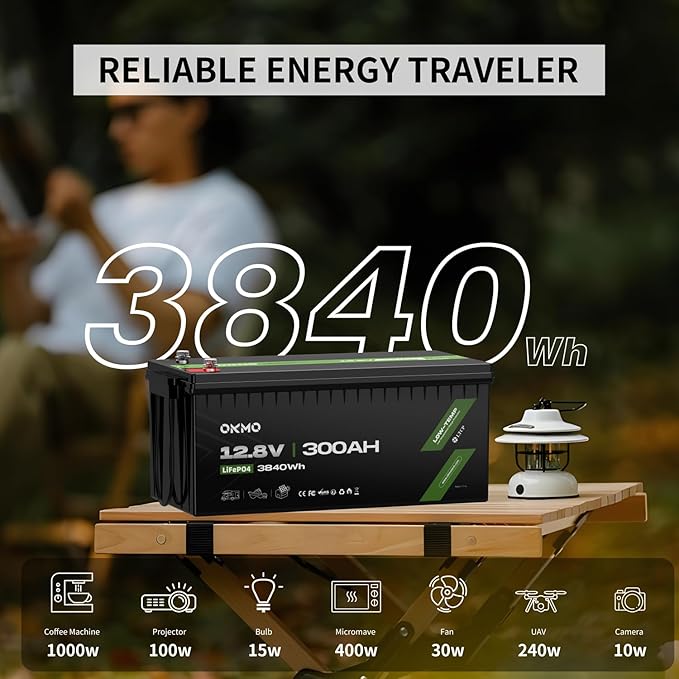 OKMO 12V 300Ah LiFePO4 Lithium Battery 3840Wh Rechargeable Lithium Battery - Image 2
