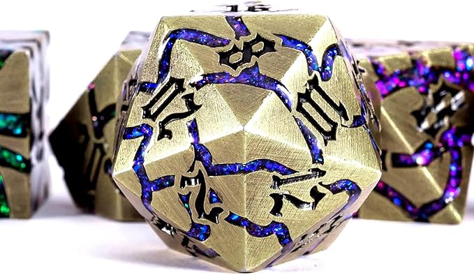 Metal DND Dice Set, Glitter Crack Dice Set - Image 2