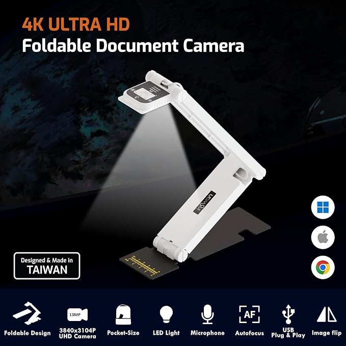 INS-Flip 4 4K USB Portable Document Camera/Webcam/Visualiser—13MP Ultra HD - Image 2