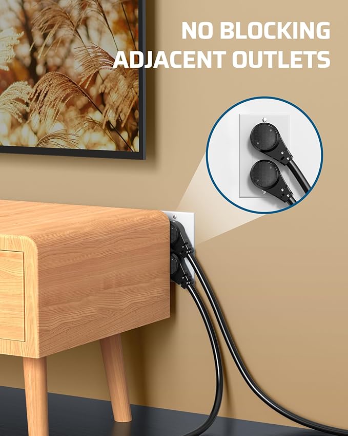 DEWENWILS 1FT Short Extension Cord, Flat Head Extension Cord Indoor - Image 4
