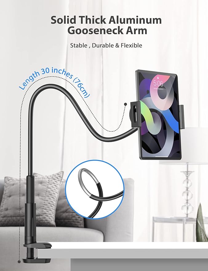Tablet Stand Holder for Bed, Gooseneck Mount - Image 4