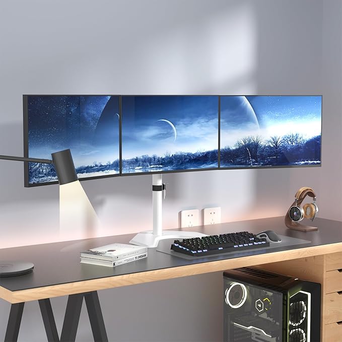 WALI Triple Monitor Stand, Free Standing Three LCD Monitor Fully Adjustable - Image 2