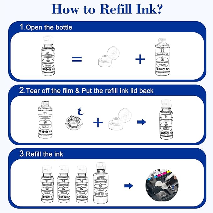 Pristar Compatible with HP 31 32XL Ink Bottle Set Compatible with HP Smart Tank - Image 7