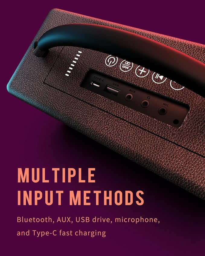 DINDIN Portable Bluetooth Speaker: 80W, 20H Playtime, Loud Wireless Wood - Image 7