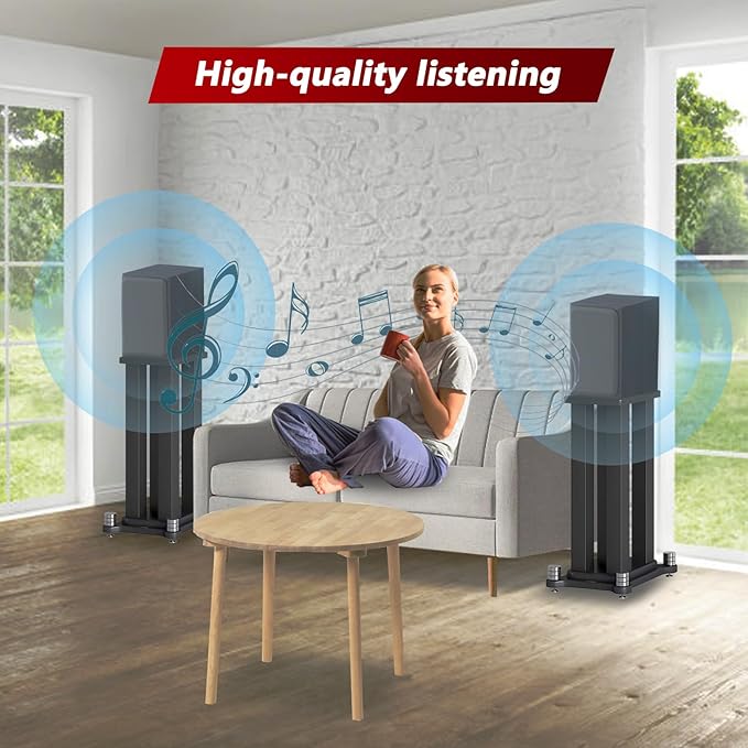 A Pair of Universal Speaker Stands, Heavy Duty Speaker Stands Holds Bookshelf - Image 5