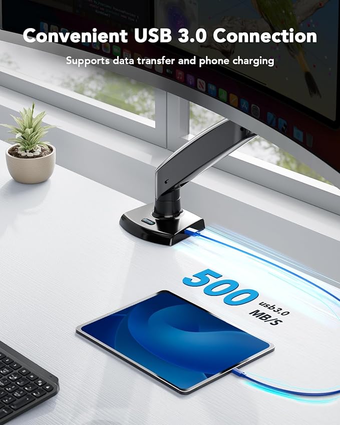 HUANUO Single Monitor Arm for 40 inch Screens, Ultrawide Computer Monitor Mount - Image 4