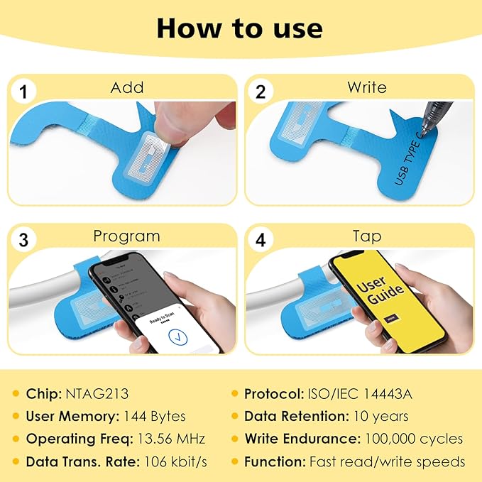 24 Set Smart NFC Cable Labels - Image 4