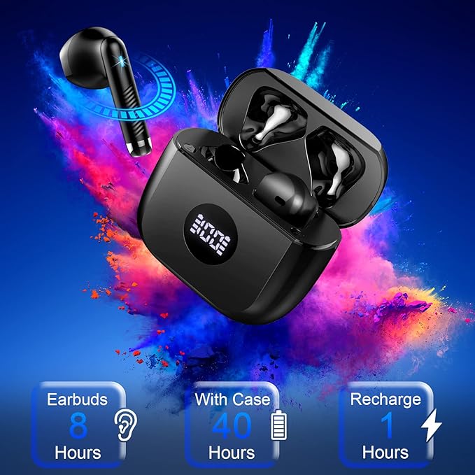 Wireless Earbuds, 40H Playback Mini Case IP7 Waterproof Sports Earphones - Image 7